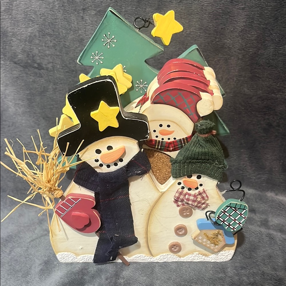 VINTAGE Festive Snowman Family Holiday Decor HOLIDAY COASTERS SNOWMAN